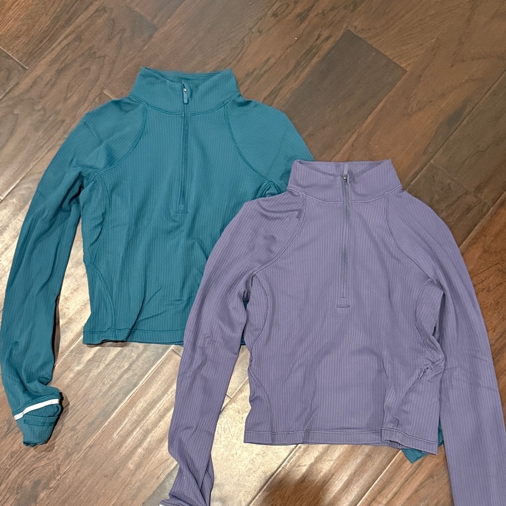 Teal and Purple Quarter-Zip Long Sleeve Tops lululemon size 4